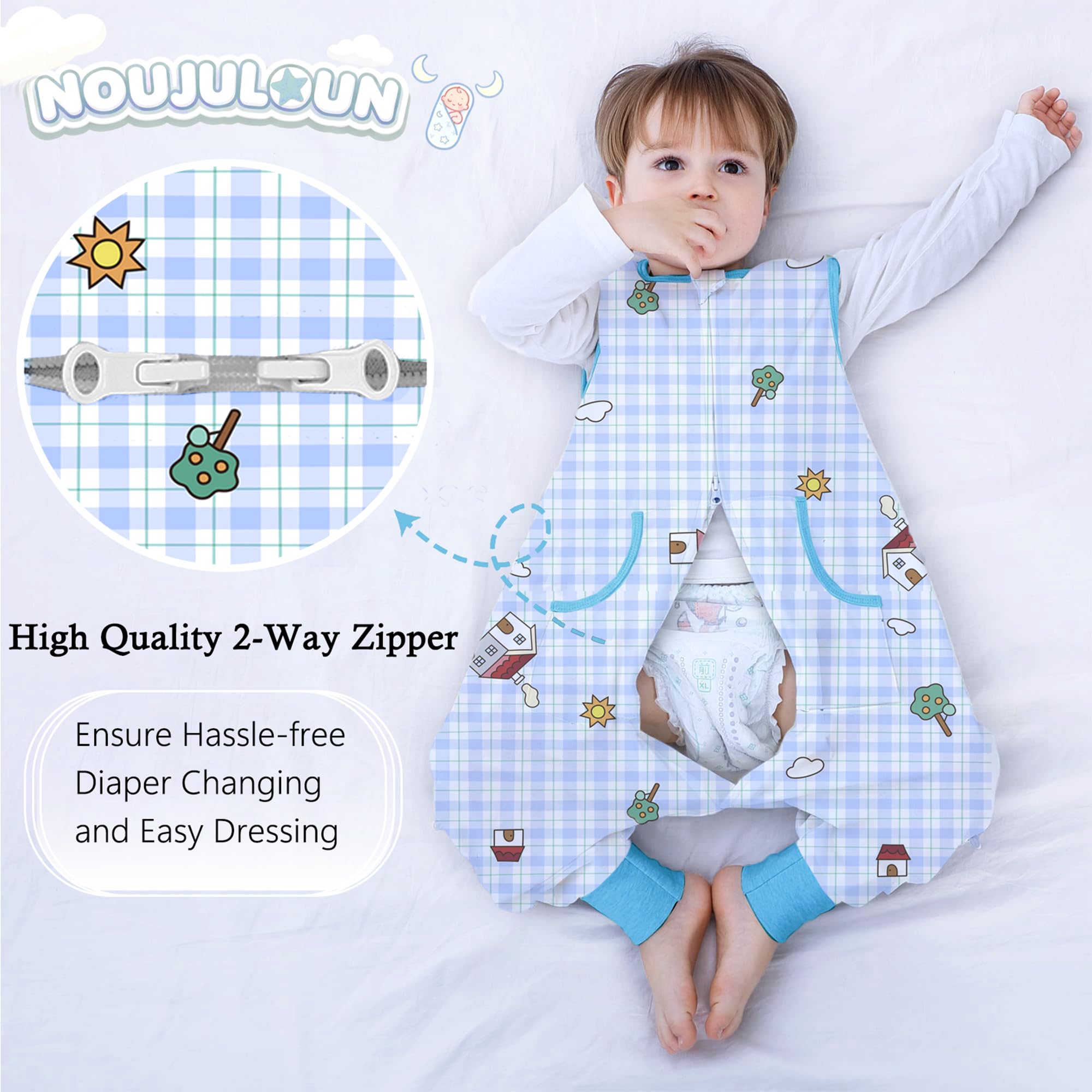 NOUJULOUN size range 9m-24m-3t-5t-7t – versatile wearable blanket.