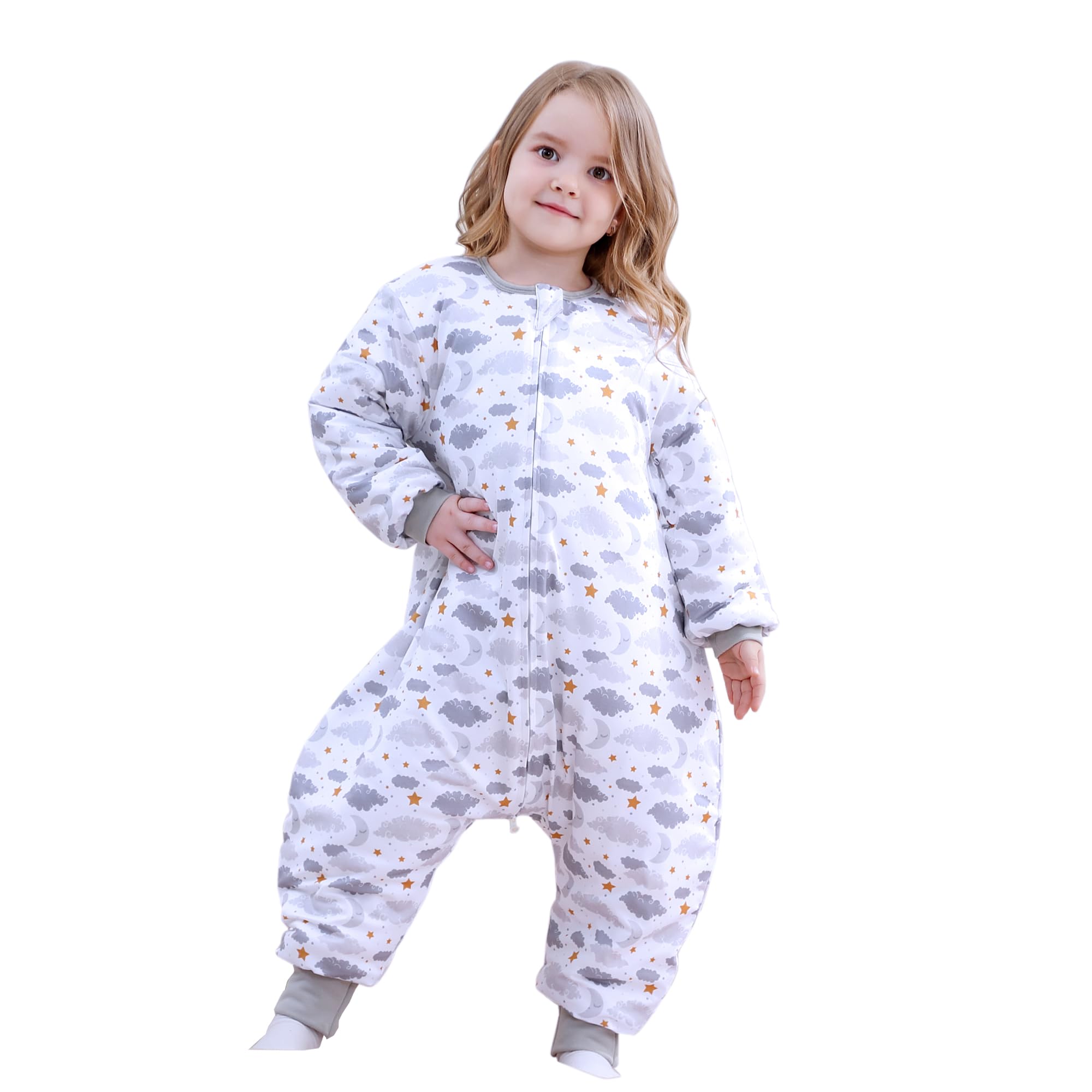 NOUJULOUN Starry Moon sleep sack with 2.5 tog layers for warmth and breathable comfort.
