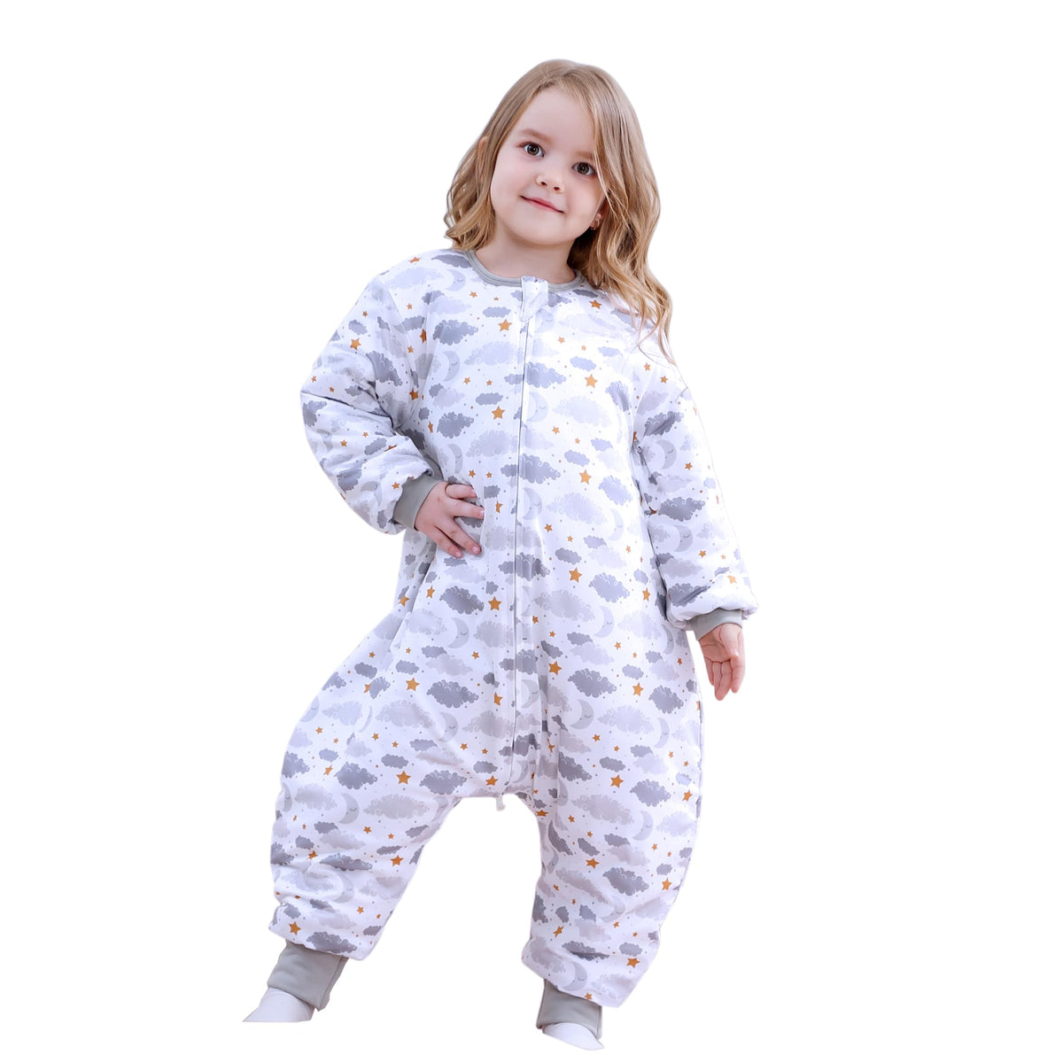 Noujuloun Starry Moon sleep sack front view delivers cozy warmth for chilly nights.