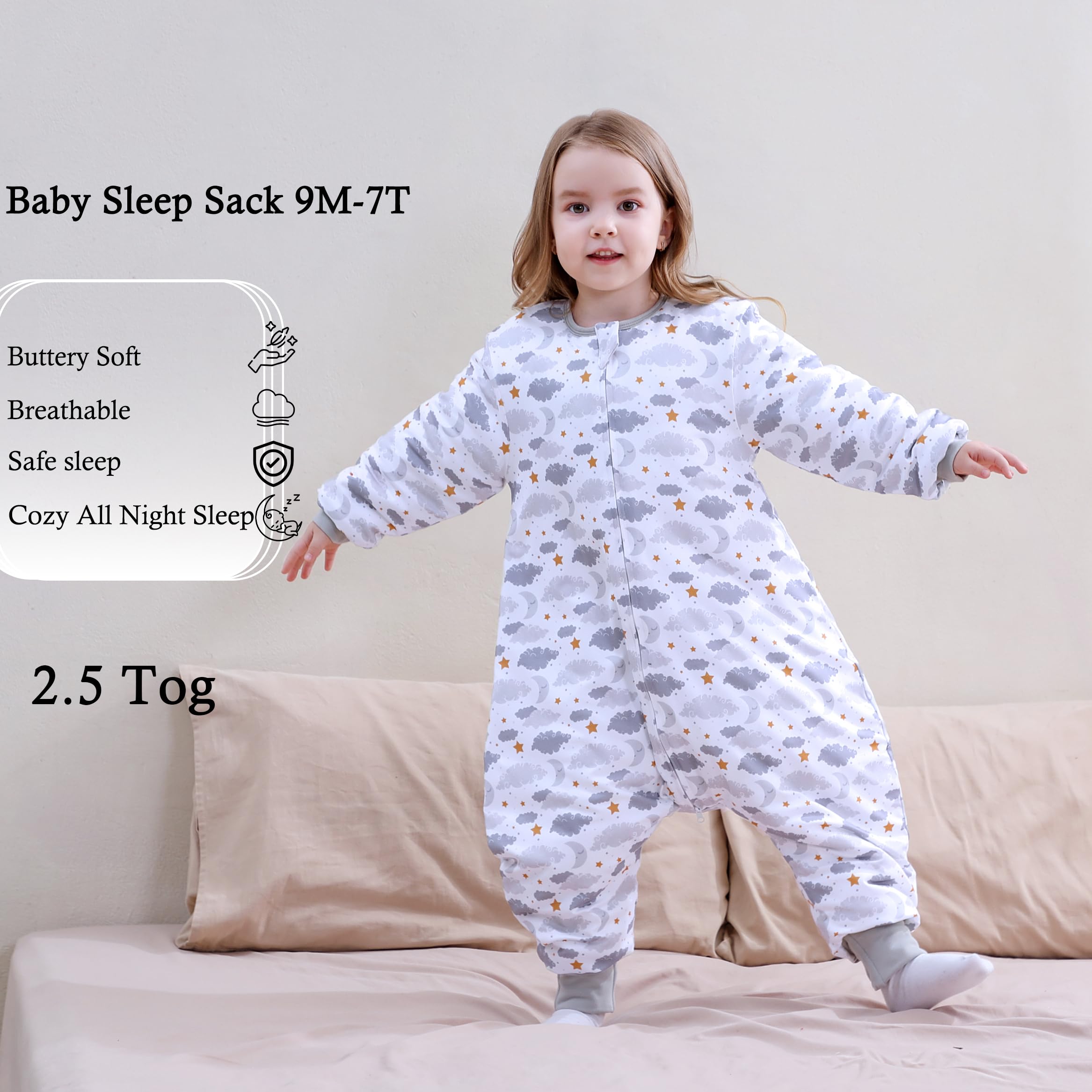 NOUJULOUN Starry Moon 2.5 TOG sleep sack with three-layer construction.