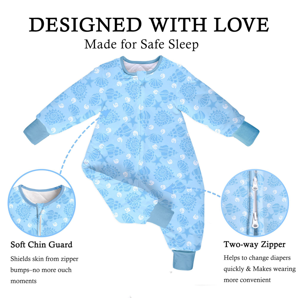 NOUJULOUN sleep sack features a 2-way zipper for easy nighttime diaper changes