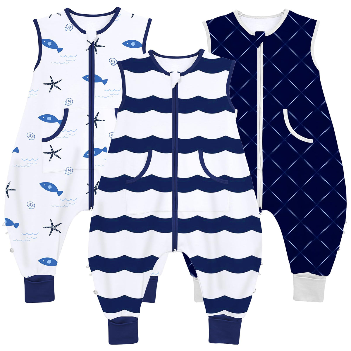 NOUJULOUN toddler sleep sack front view shows soft knit fabric for sensitive skin.