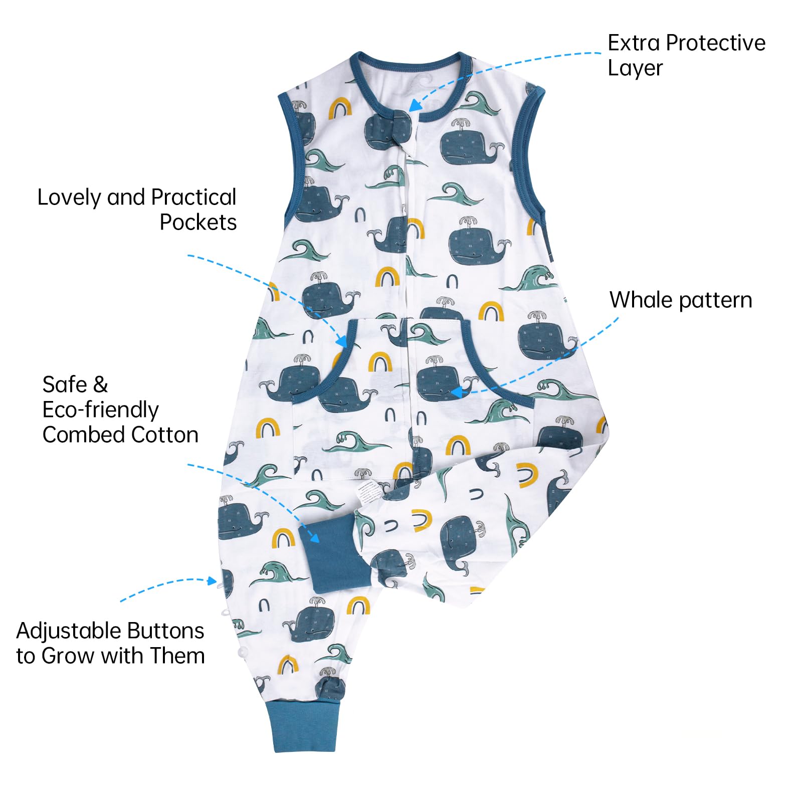 NOUJULOUN Walker Sleep Sack with two-way zipper for easy night changes