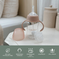 nouka sippy cup with removable handles supports little hands.