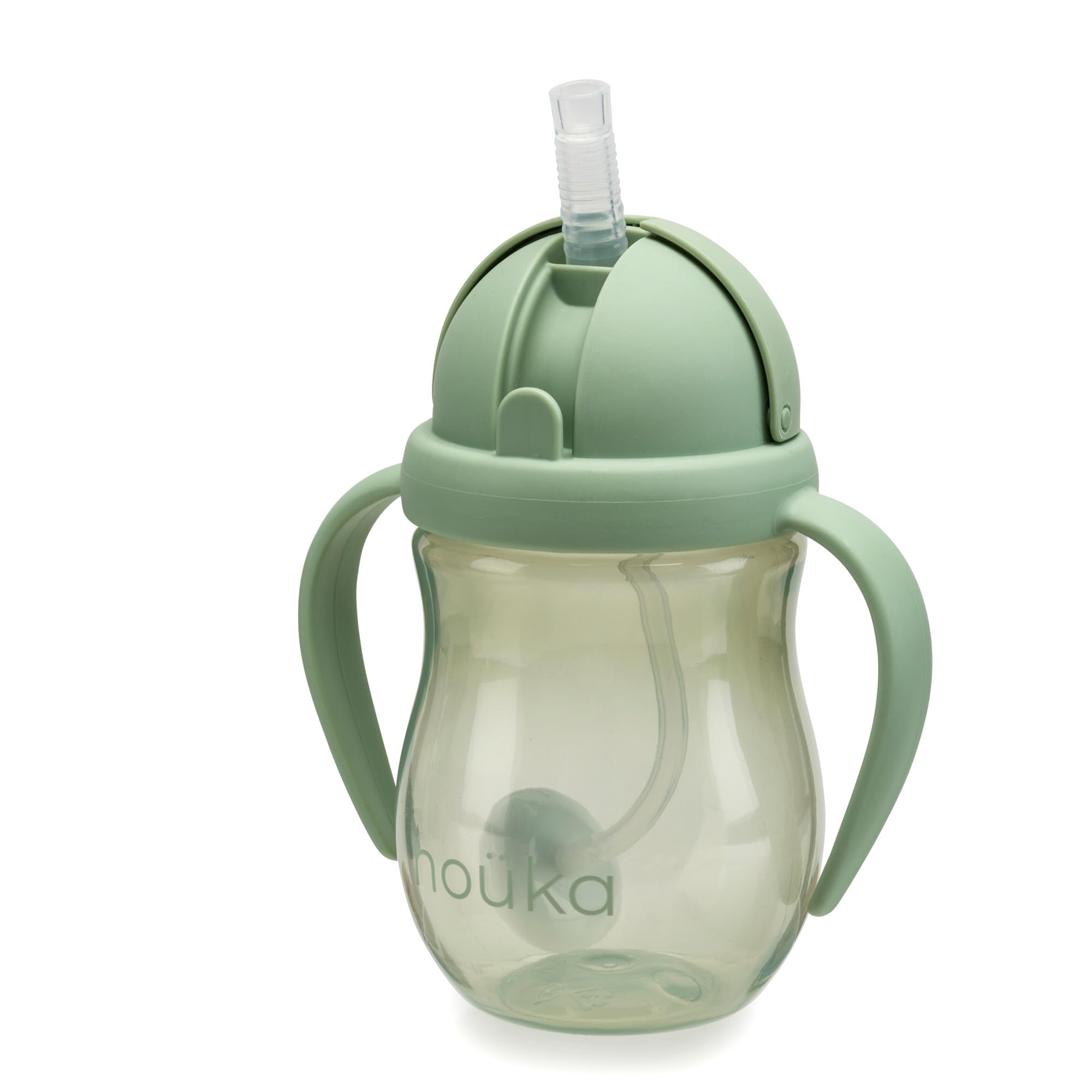 noüka weighted straw cup with click top lid offers stable grip for easy sipping.