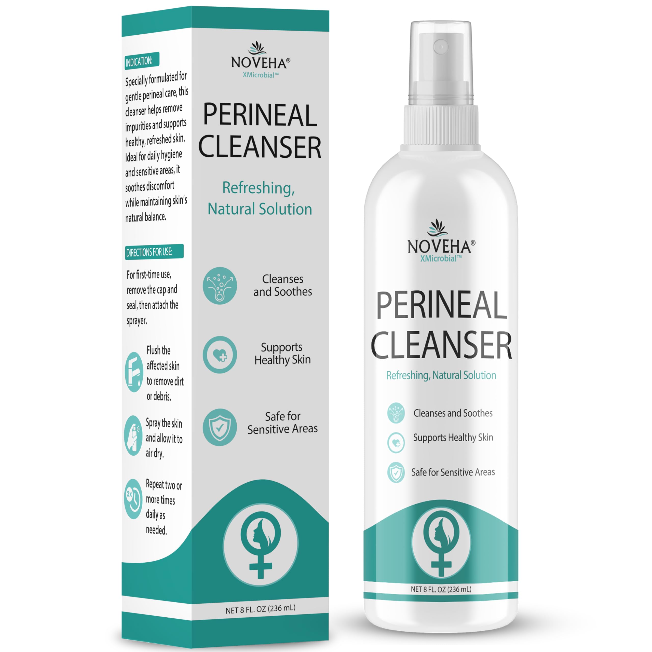 NOVEHA Perineal Spray 8oz bottle for daily refreshing hygiene