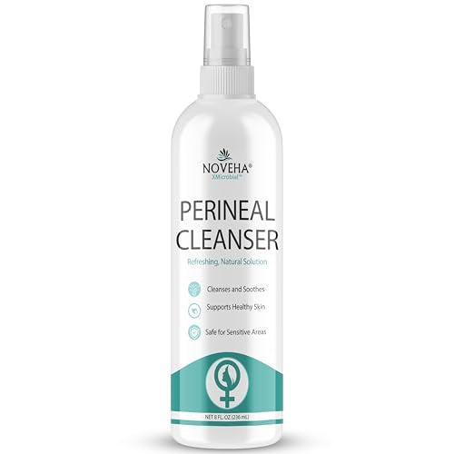 NOVEHA Perineal Spray applying mist to skin for quick refresh