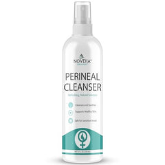 NOVEHA Perineal Spray applying mist to skin for quick refresh