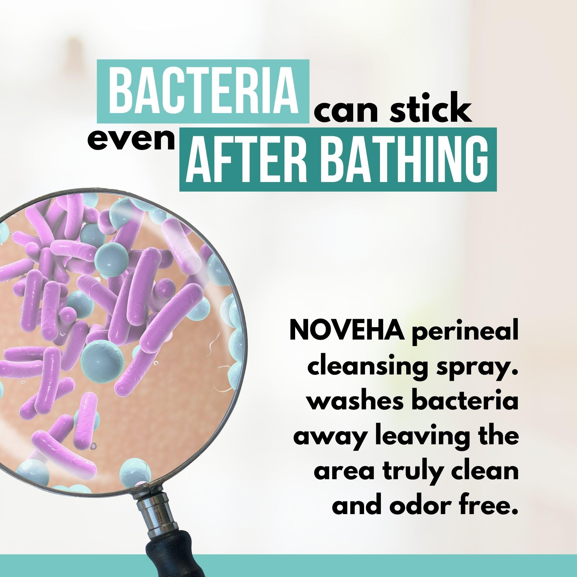 NOVEHA postpartum care scene with bottle ready for daily care
