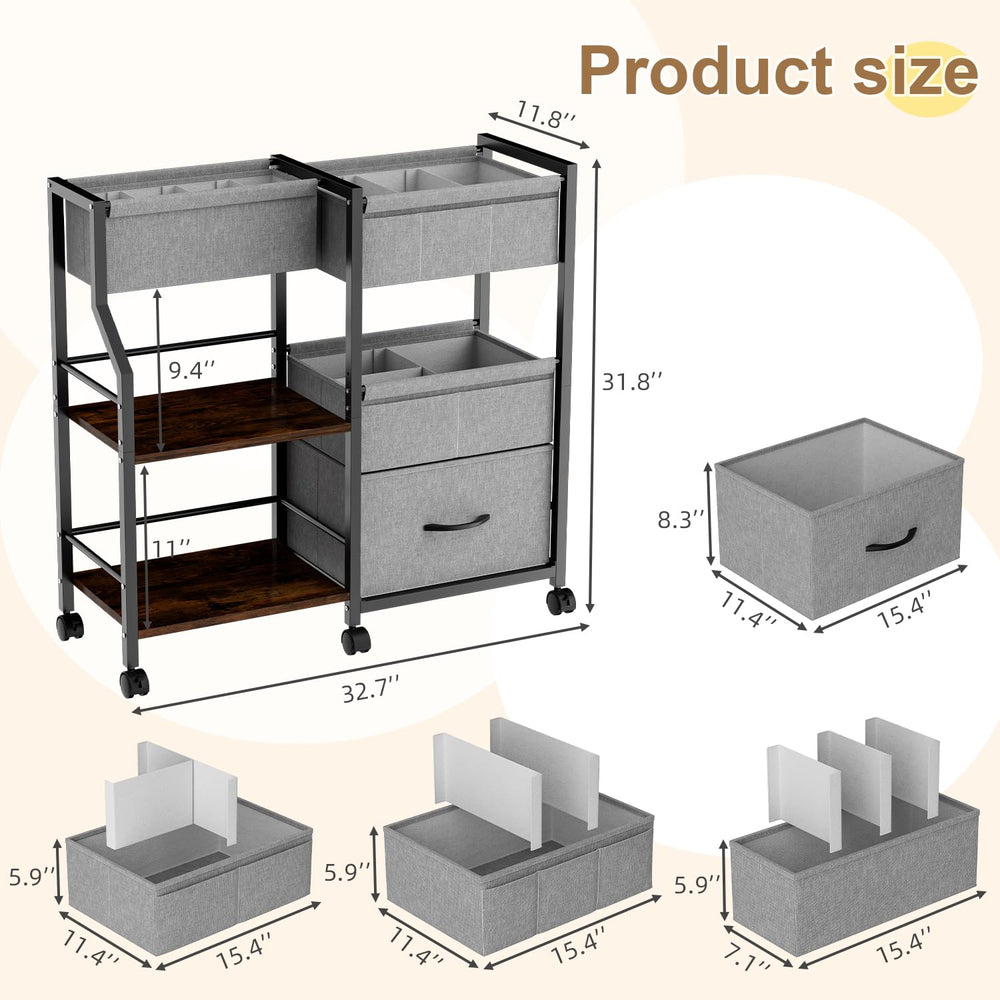 Novvia rolling cart wheels enable easy movement between rooms.