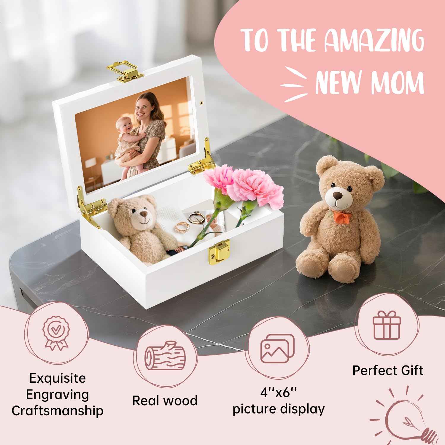 Nowizen memory box storing ultrasound photos and baby keepsakes