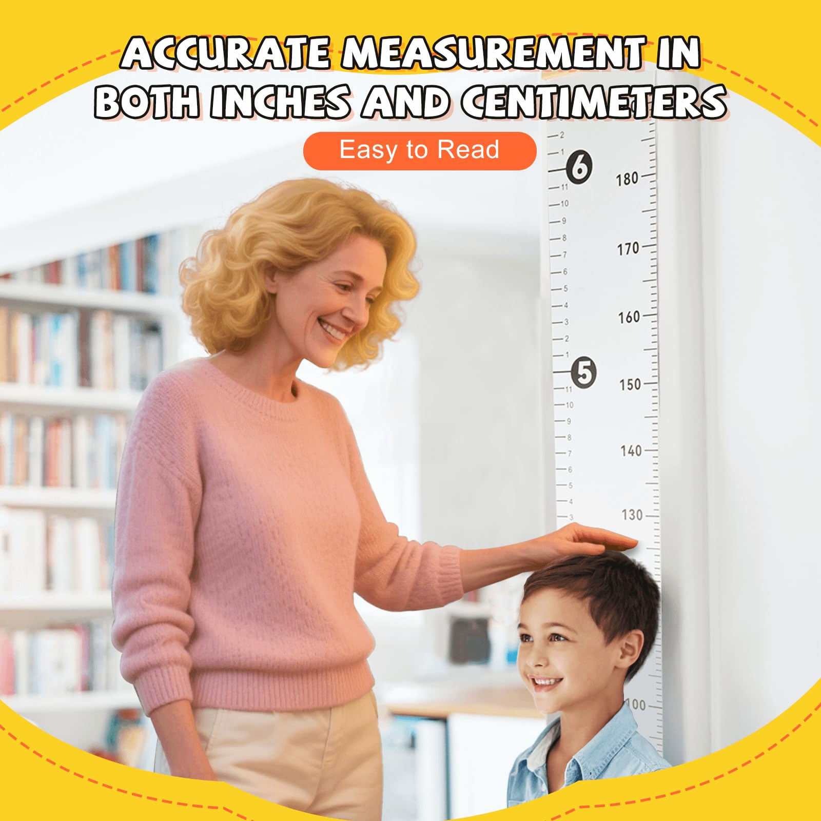 NOYOC canvas growth chart with wooden ends for durability