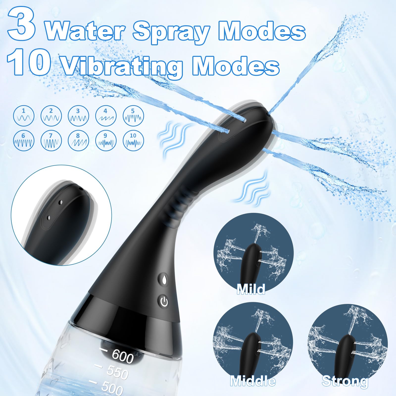 NPZO three spray modes offer a gentle to targeted cleanse.