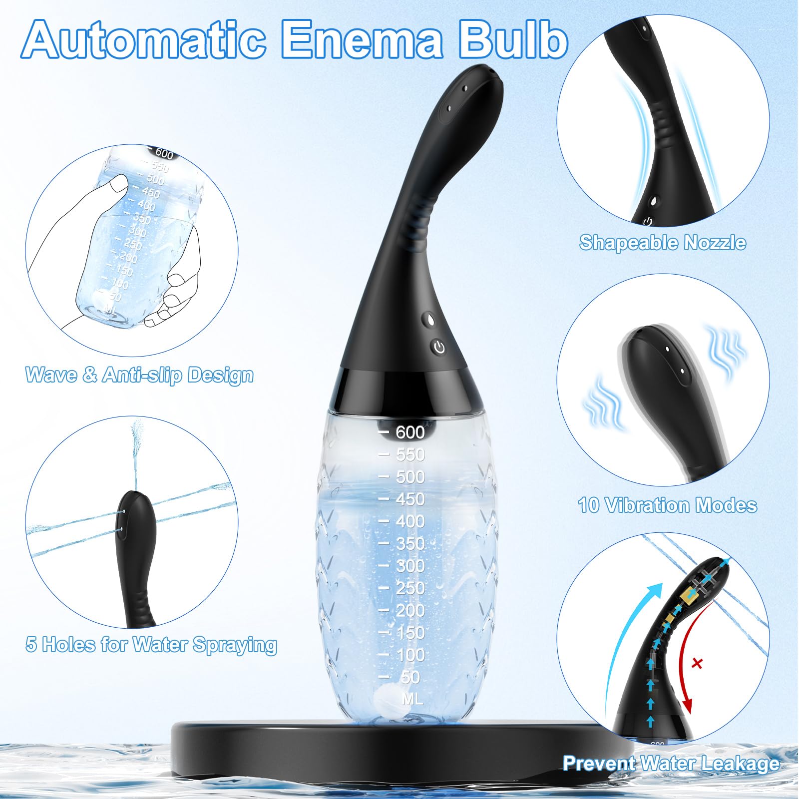 NPZO 20oz bottle with bendable nozzle fits comfortably for personalized cleansing.