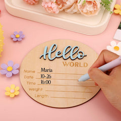 NQEUEPN 3d Hello World letters on wood sign for photo props.