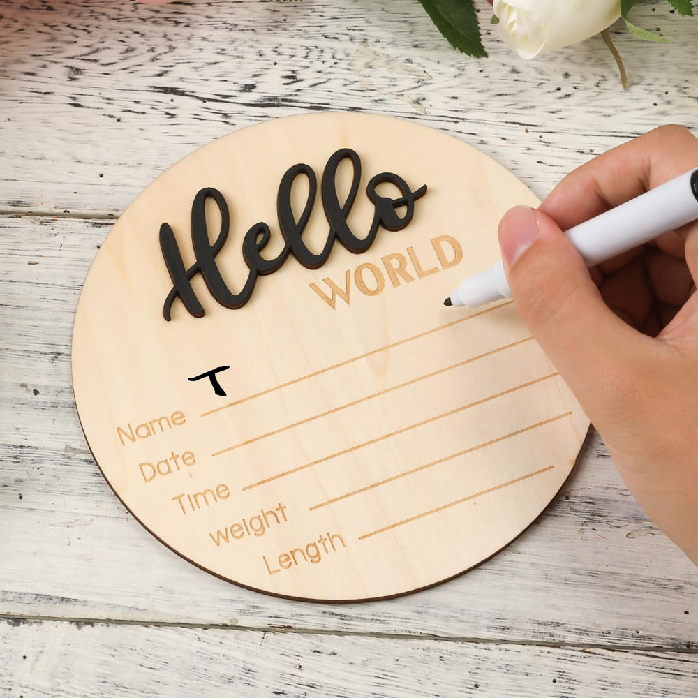 NQEUEPN wooden birth sign measuring 15 cm in diameter