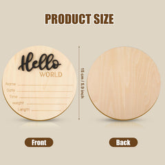 NQEUEPN sign shows engraved World and birth stats on wood