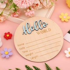NQEUEPN baby photo prop sign in wood enhances nursery imagery.