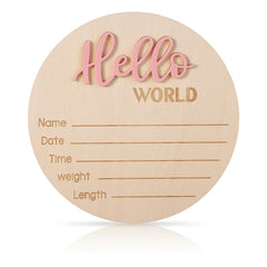 NQEUEPN Hello World wooden sign photo prop for precious newborn portraits.