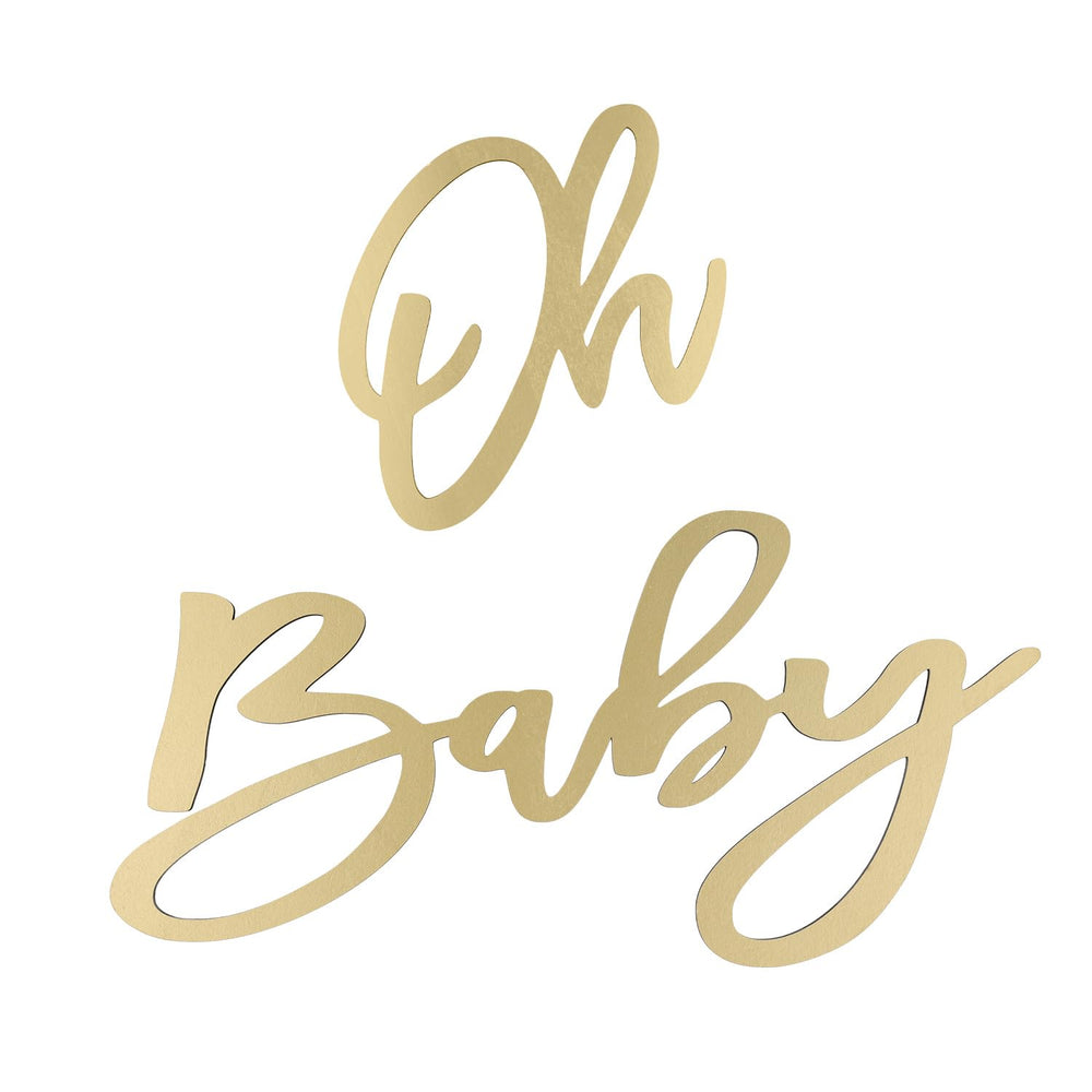NQEUEPN Oh Baby banner gold wooden letters for baby shower backdrop.