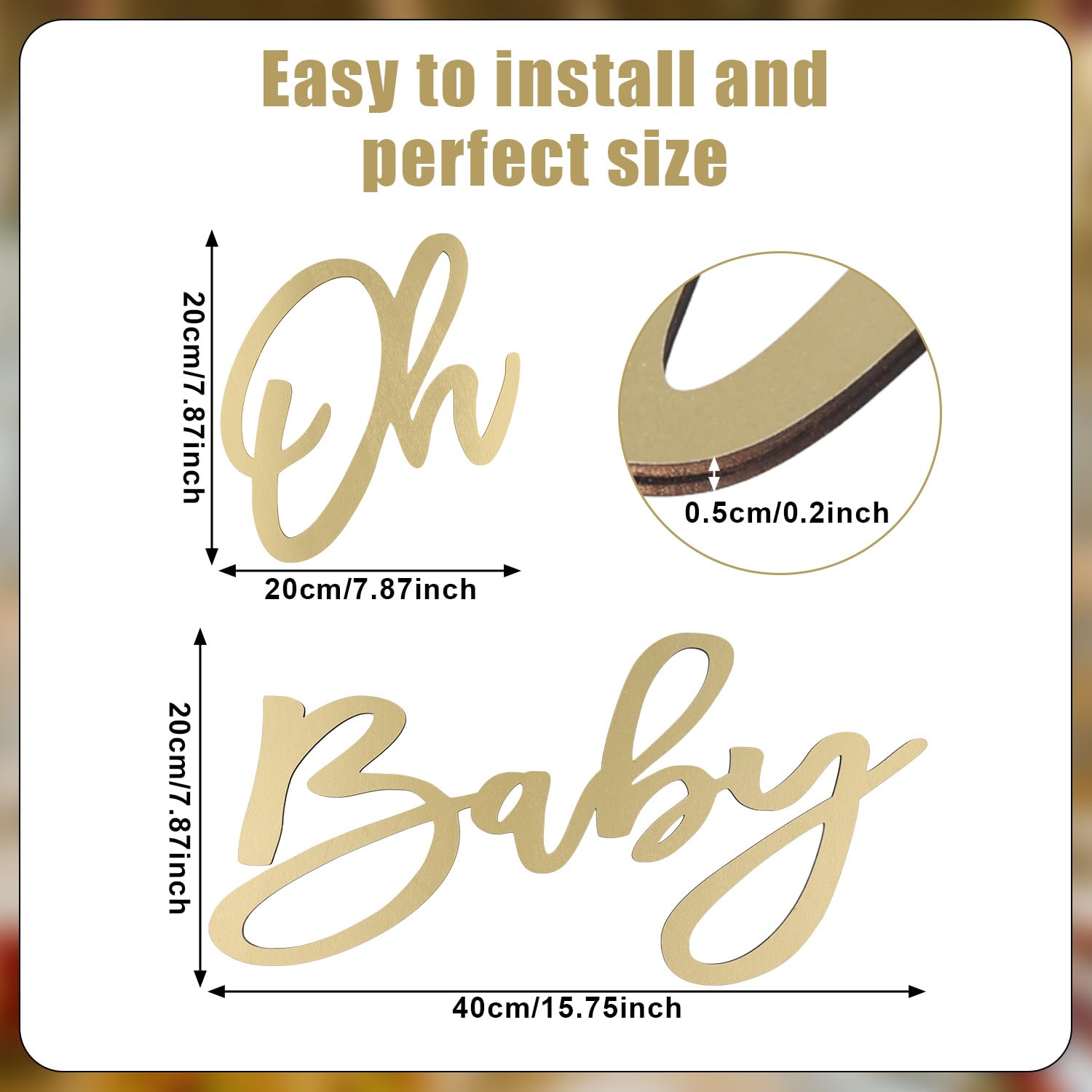 NQEUEPN wooden BABY sign in gold decor for nursery celebrations.