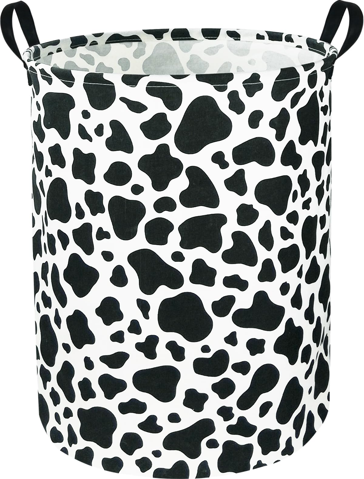 NTAOHAMPER Cow Laundry Basket with sturdy handles for easy transport and room decor.