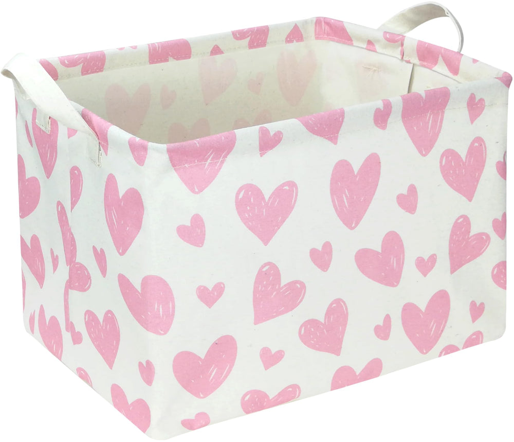 NTAOHAMPER pink heart basket front view for tidy laundry storage