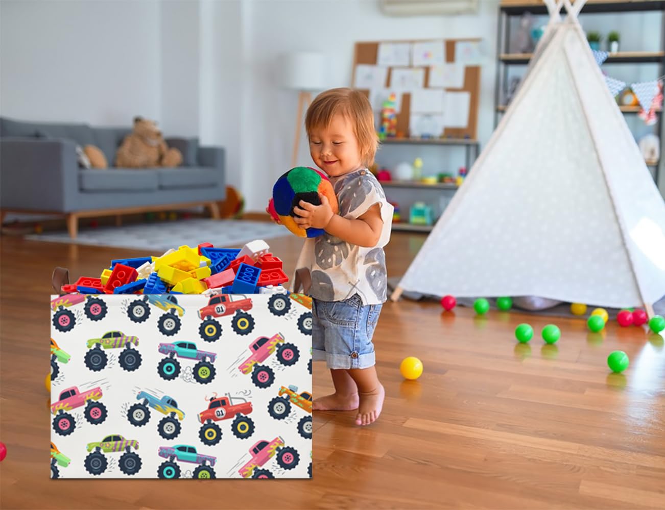 NTAOHAMPER toy organizer, ideal for quick cleanup and playrooms.