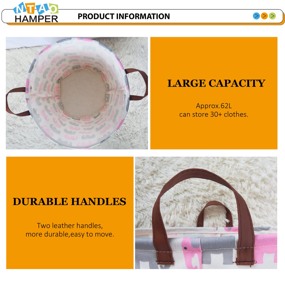 NTAOHAMPER adds nursery charm while organizing toys and books.