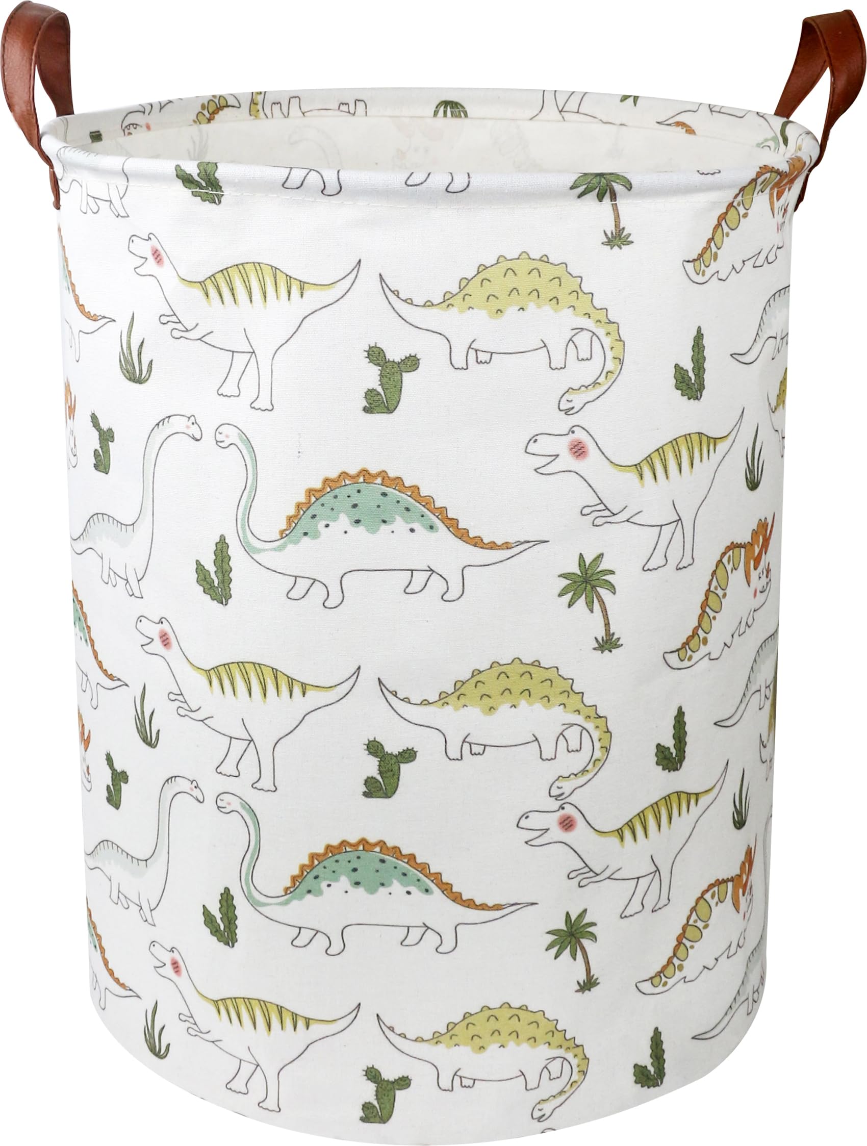 NTAOHAMPER dinosaur laundry hamper front view with sturdy handles for easy transport