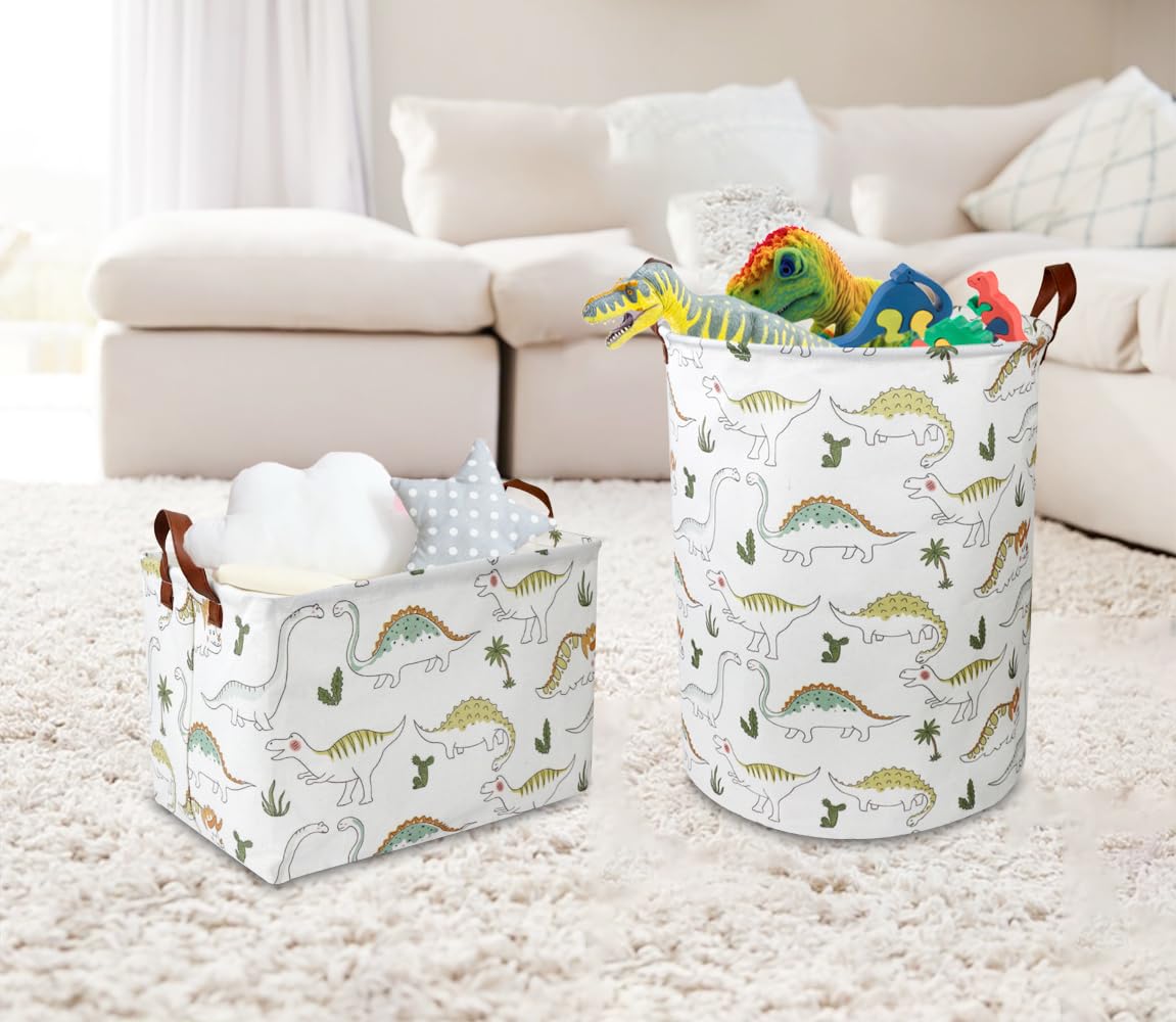 NTAOHAMPER dinosaur laundry hamper side view shows waterproof lining