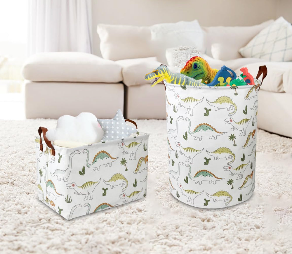 NTAOHAMPER dinosaur laundry hamper side view shows waterproof lining