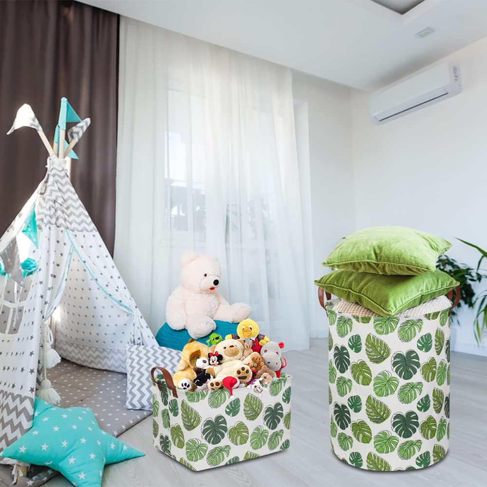 NTAOHAMPER nursery box with leaf design and handles for simple room organization.