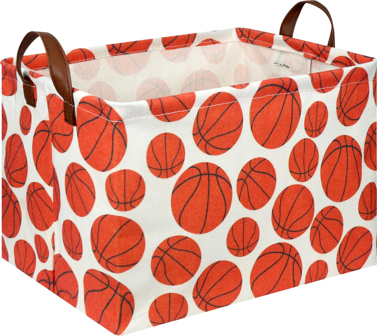NTAOHAMPER rectangular basketball storage basket with two handles for easy portability.