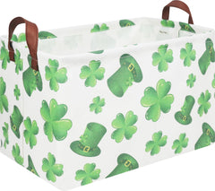 NTAOHAMPER rectangular four-leaf clover basket front view for toy storage.