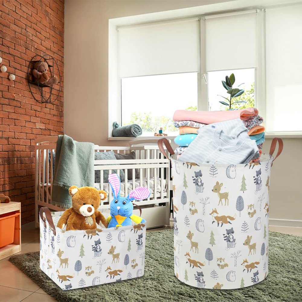 NTAOHAMPER linen canvas storage basket with animal motif, easy to move