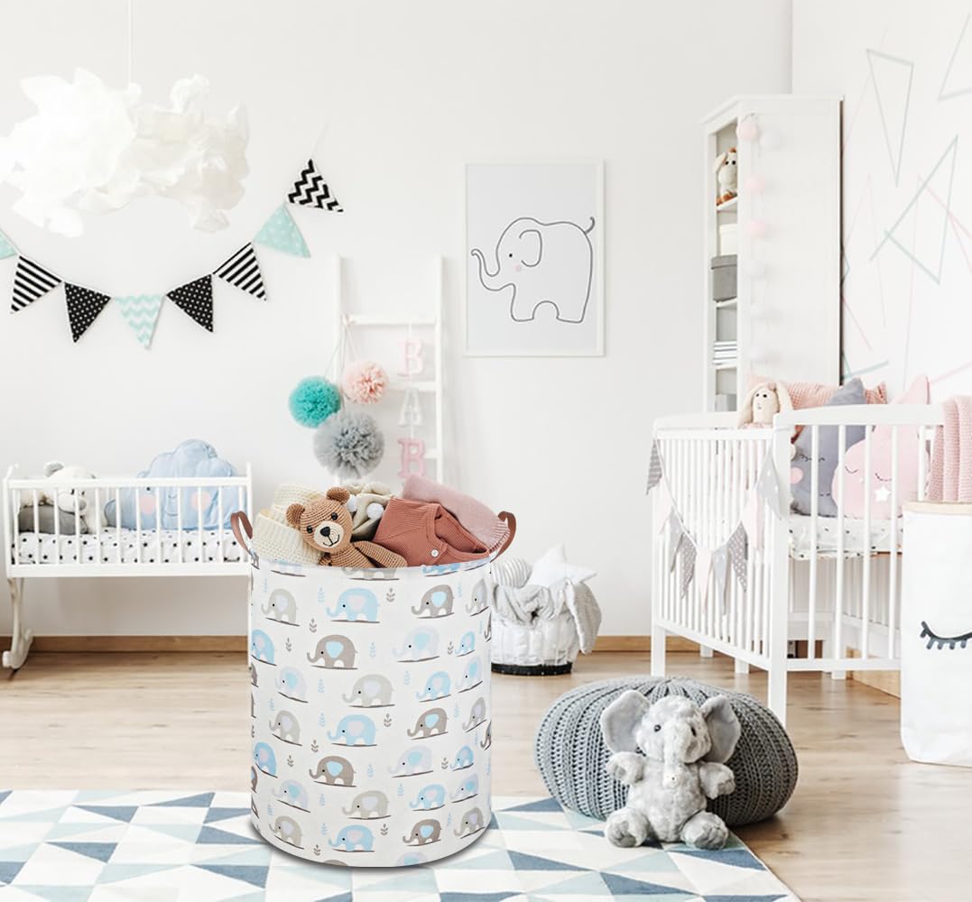 NTAOHAMPER blue elephant hamper, ideal for easy laundry organization.