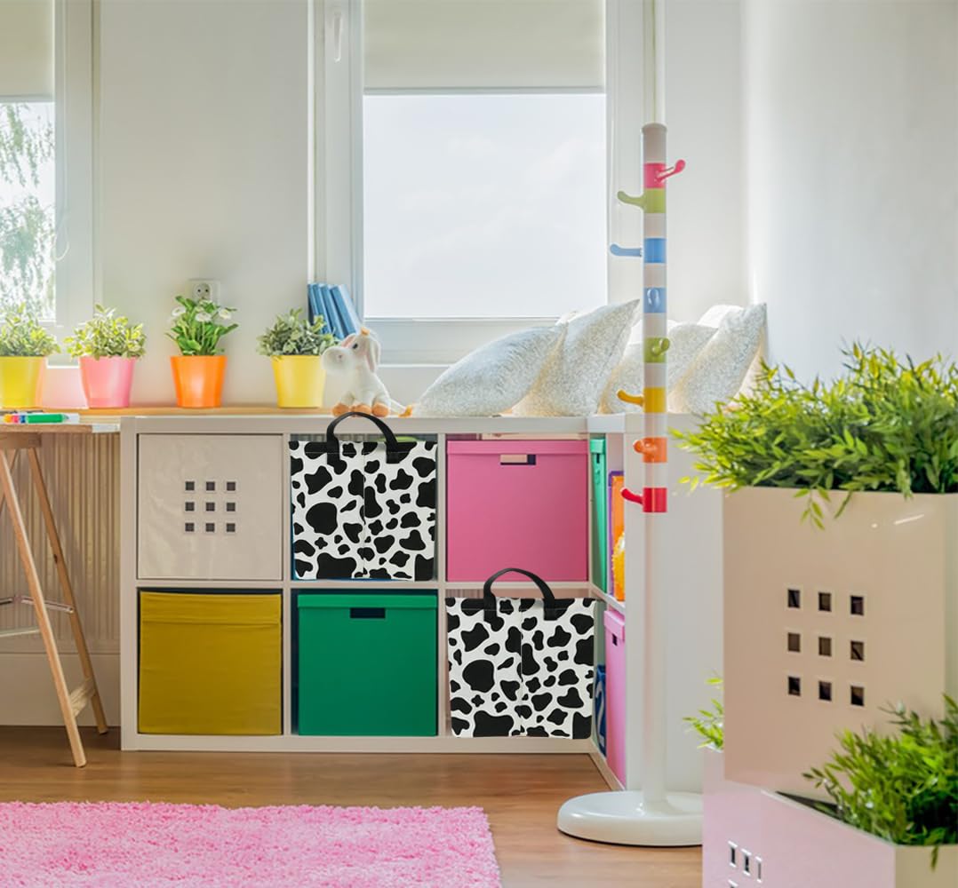 NTAOHAMPER cowprint box with handles is portable for quick transport.