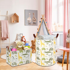 NTAOHAMPER Kids Laundry Hamper interior with waterproof lining in green animal design.