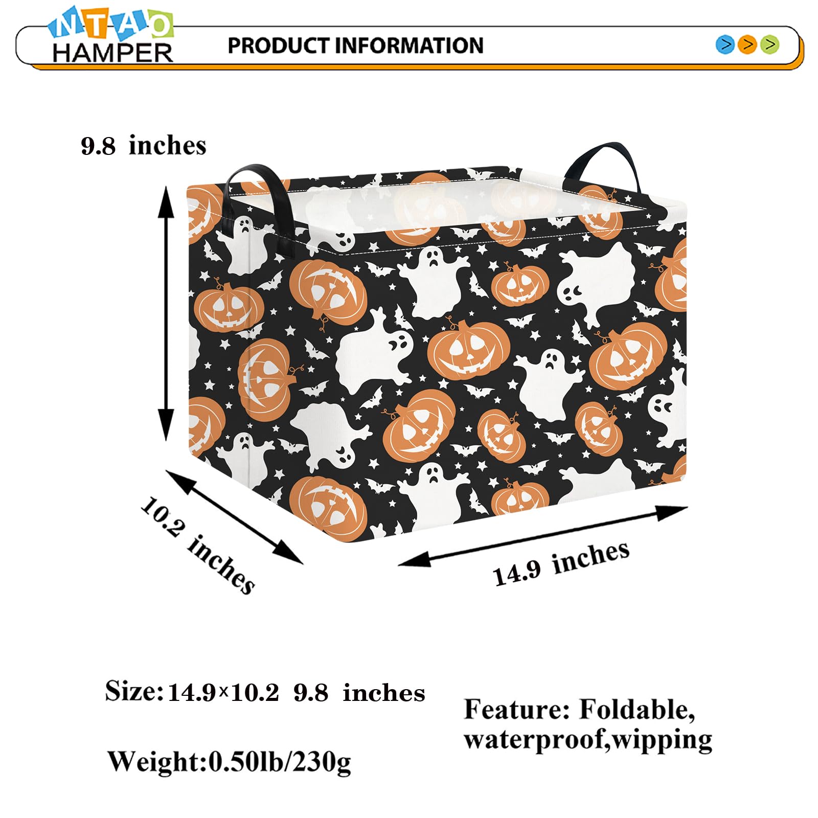 NTAOHAMPER basket with leather handles for easy transport and room organization