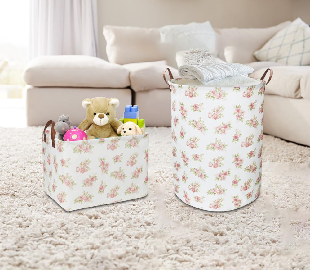 NTAOHAMPER pink flower laundry hamper waterproof lining for damp items