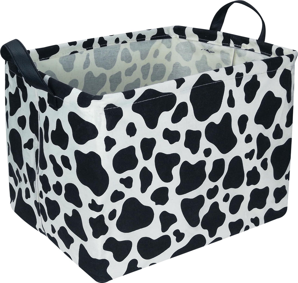 NTAOHAMPER rectangular cow storage basket keeps laundry organized and easy to carry.