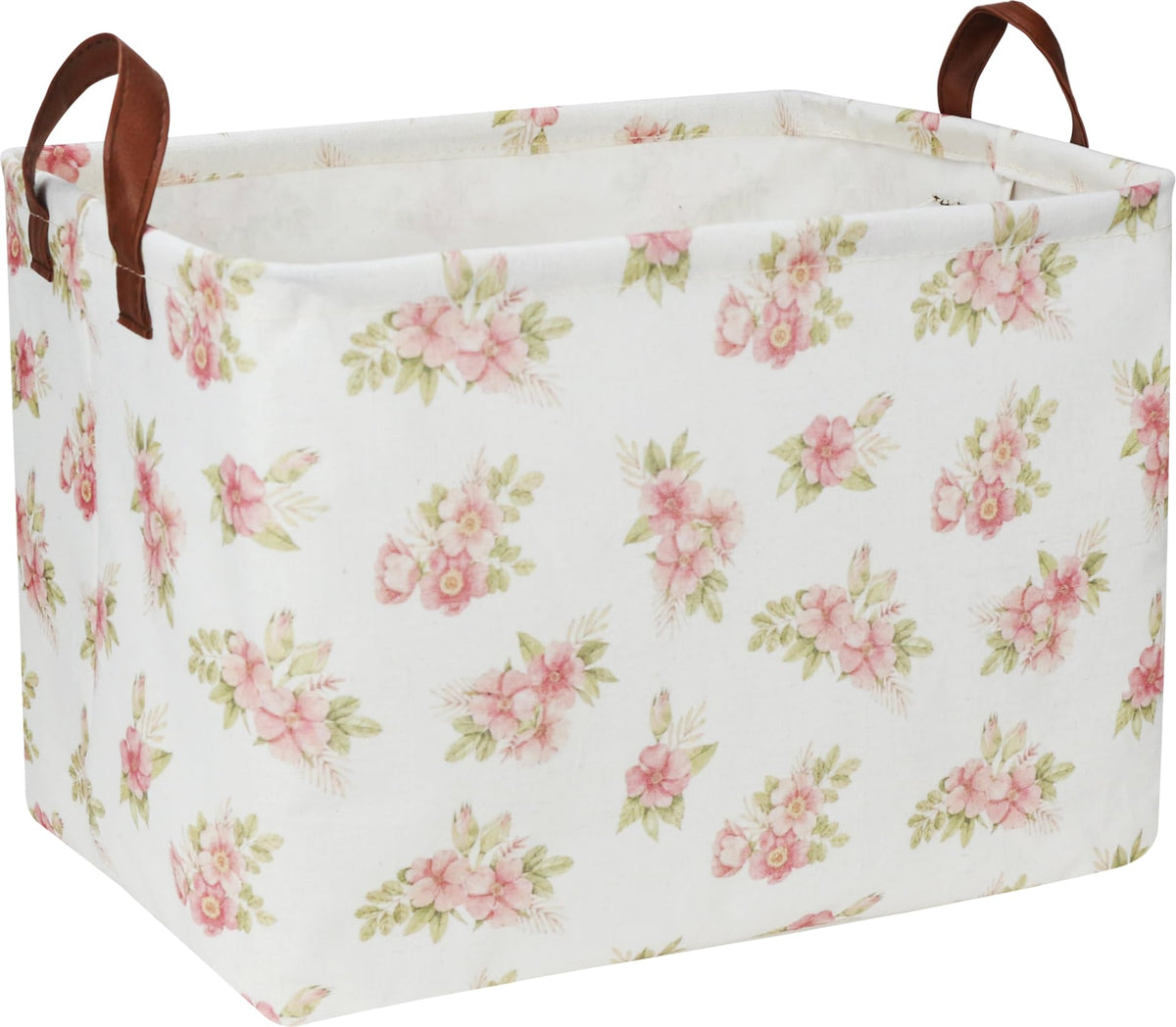 NTAOHAMPER rectangular pink flower basket, top view, for stylish storage.