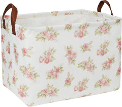 NTAOHAMPER rectangular pink flower basket, top view, for stylish storage.