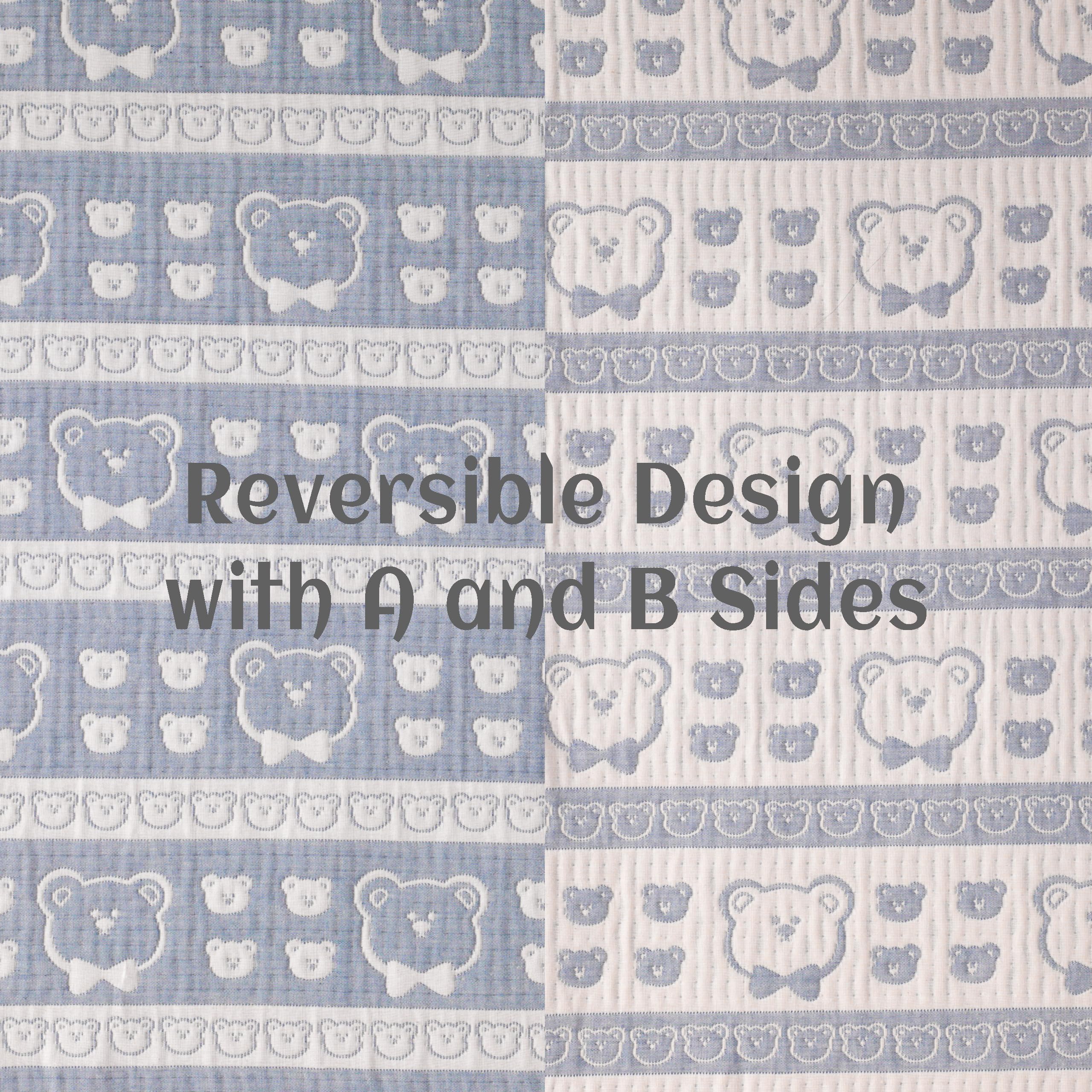 NTBAY 3-layer muslin toddler blanket reversible design highlights dual patterns