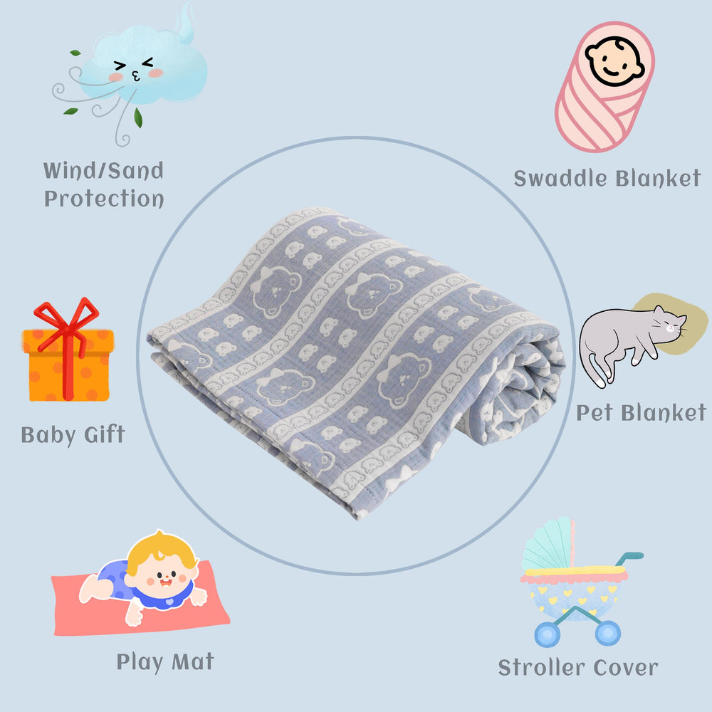 NTBAY 3-layer muslin toddler blanket tummy time comfort on soft mat