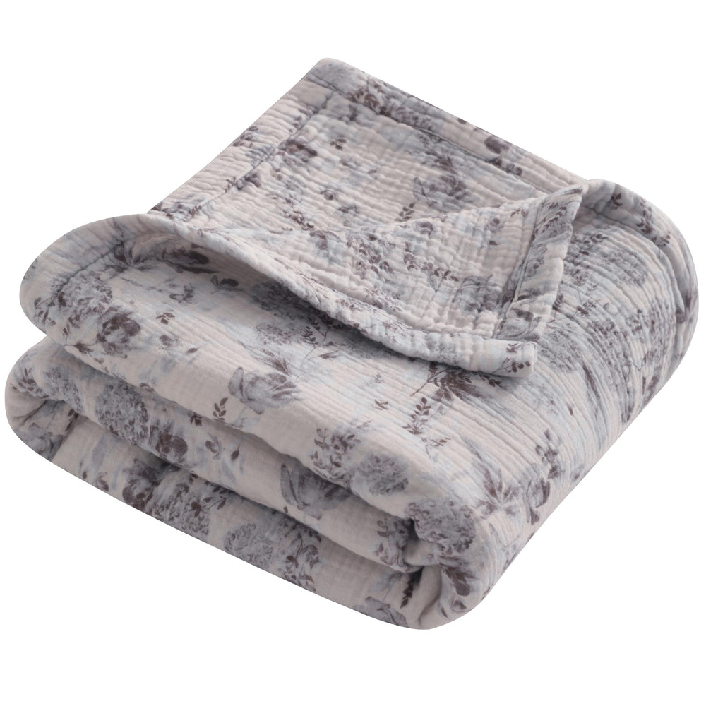 NTBAY 4-layer muslin blanket shows soft, breathable fabric for newborn comfort.