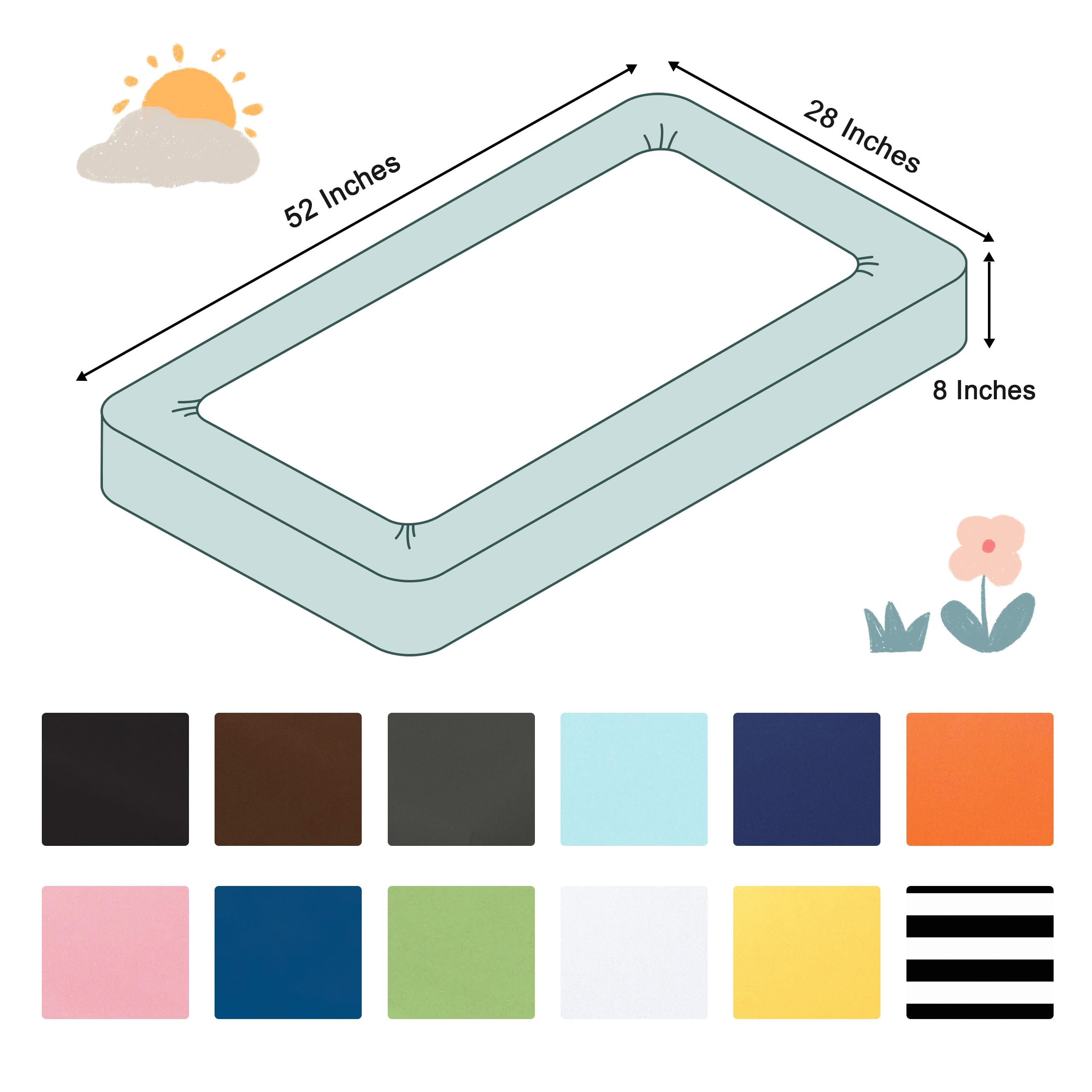 NTBAY crib sheet on mattress showing snug 28x52 fit
