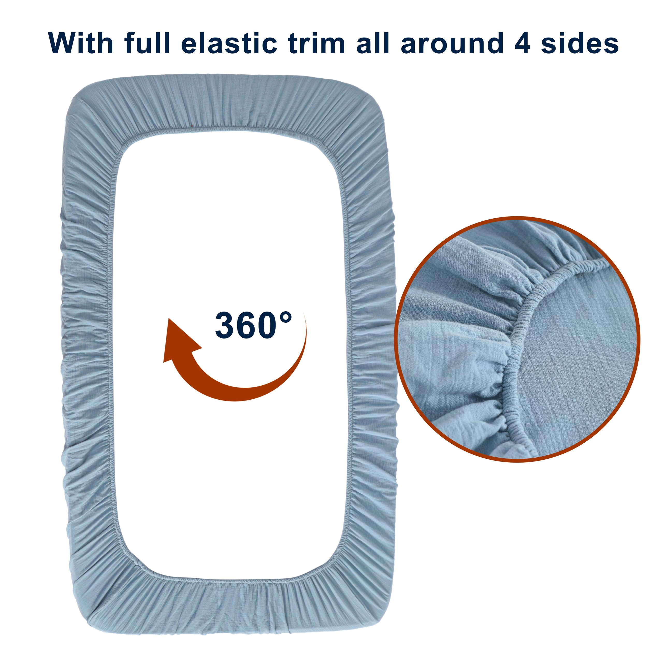 NTBAY sheets with 360-degree elastic ensure a secure, snug fit on mini cribs.