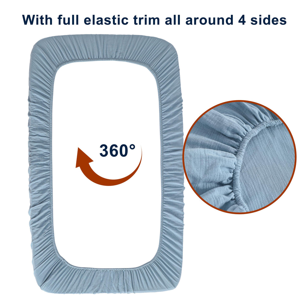 NTBAY sheets with 360-degree elastic ensure a secure, snug fit on mini cribs.